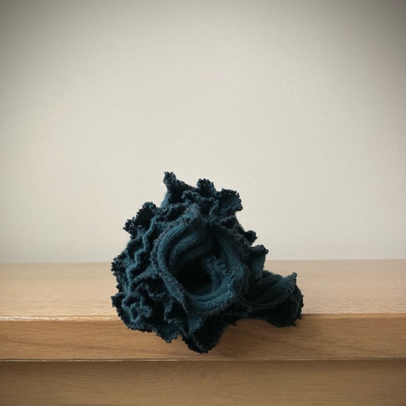 joodito 100% cotton ribbed snood turtleneck collar striped scarf teal dark green - Picture 7 of 7